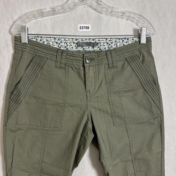 PrAna Women's 6 GREEN Organic Cotton Twill Mari Cropped Capri Pants - Picture 3 of 13